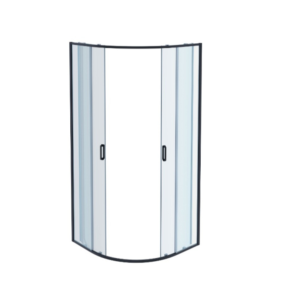 Душевой уголок Aquatek 1/4 круга 80х80 см, двери раздвижные, стекло прозрачное, профиль черный, без поддона, угловой, стекло закаленное