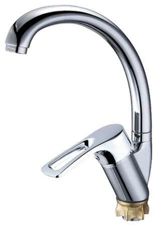 Смеситель для кухни/мойки Solone, однорычажный, поворотный, керамический, длина излива 205 мм, цинк, цвет хром