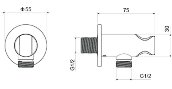 Шланговое подключение Aquatek AQ2460MB цвет матовый черный, с держателем душевой лейки, резьбовое соединение, настенное, для душа/ванной, латунь/пластик