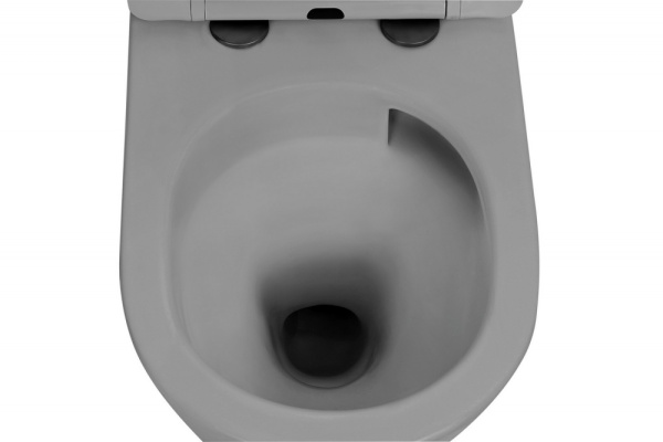 Унитаз подвесной ABBER Bequem 490х355х360 мм цвет серый матовый, горизонтальный (прямой) выпуск, система антивсплеск, смыв торнадо, безободковый, с сиденьем микролифт, дюропласт, под скрытый бачок AC1102TMG