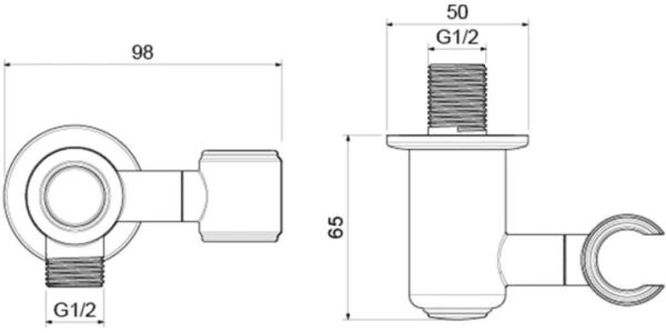 Шланговое подключение Aquatek Классик цвет полированное золото, с держателем душевой лейки, резьбовое соединение, настенное, для душа/ванной, латунь