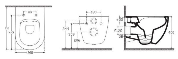Унитаз подвесной ISVEA Infinity, 365х530х400 мм, цвет: белый матовый, горизонтальный (в стену) выпуск, без сиденья, безободковый, антивсплеск, под скрытый бачок