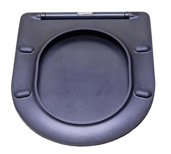 Cиденье для унитаза Aquatek Мия 42,5х36х3,6 см дюропласт, цвет матовый черный, с крышкой, быстросъемное, микролифт (SoftClose), крепление