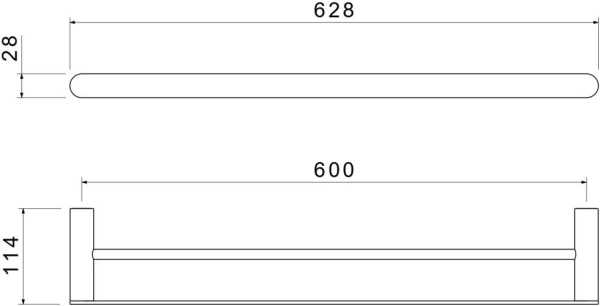 Полотенцедержатель Aquatek Лира двойной, 600 мм настенный, неповоротный, нержавеющая сталь, для полотенец в ванную/туалет/душевую кабину, цвет матовый черный