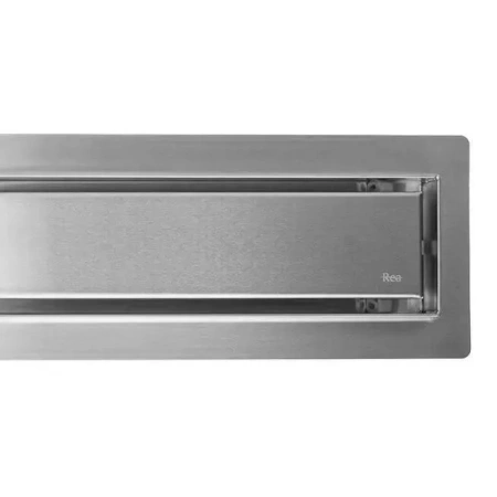 Трап линейный REA NEOX PRO 500 D50, цвет матовый хром, с решеткой, 2 в 1 под плитку, сухой/мокрый затвор, горизонтальный выпуск, нержавеющая сталь, прямоугольный