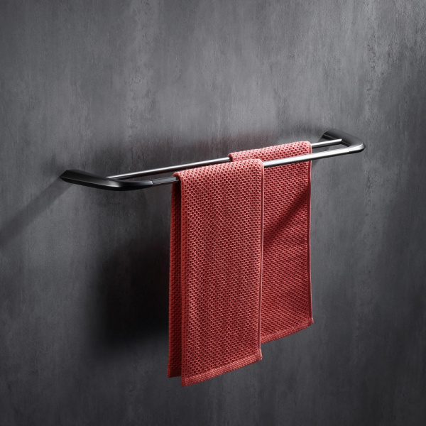 Полотенцедержатель ABBER Nord двойной, настенный, неповоротный, 600 мм нержавеющая сталь, для полотенец, в ванную/туалет/душевую кабину, цвет никель AA1553NG