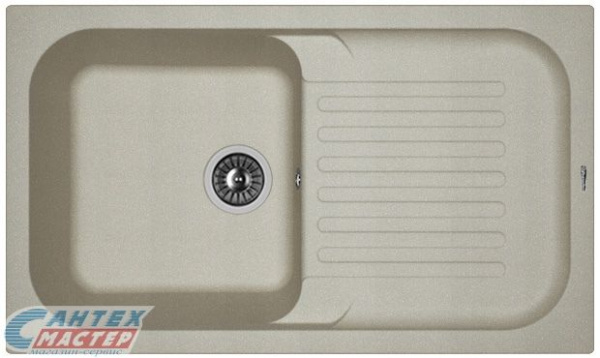 Мойка Florentina Арона, 86х51х21.7 см, с левым/правым крылом, врезная, из искусственного камня, цвет грей, без отверстия под смеситель, слив-перелив, для кухни