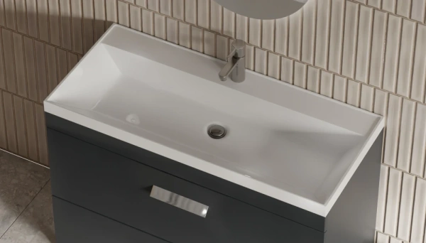 Раковина Madera Classica 100, 1003х450х152 мм накладная/мебельная, прямоугольная, литьевой мрамор, цвет белый, с отверстием под смеситель, без слива-перелива