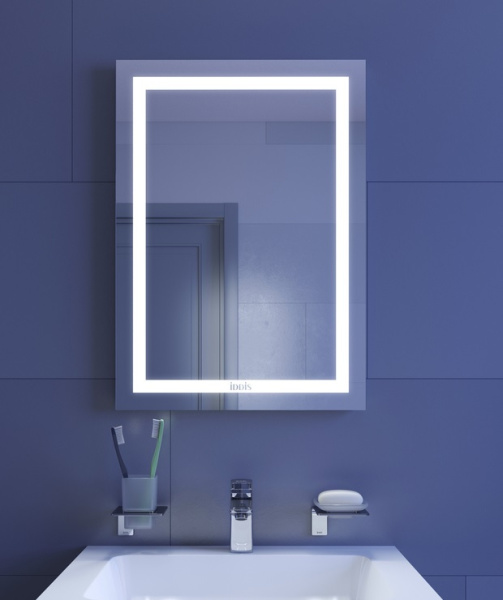 Зеркало IDDIS Zodiac, 50х70 см, с LED/ЛЕД-подсветкой, прямоугольное,  с антизапотеванием, выключатель механическйий, вертикальное, для ванны, навесное/подвесное/настенное