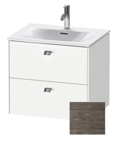 Тумба под раковину Duravit Brioso, 67х46,9х56,3 см, подвесная, 2 выдвижных ящика, ДСП, цвет: сосна терра/хром, шкафчик навесной, механизм доводчика, прямоугольная, правая/левая, в ванную комнату