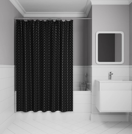 Шторка Iddis Base полиэстер, цвет черно-белый, 2000x1800 мм покрытие водоотталкивающее BB05P18i11