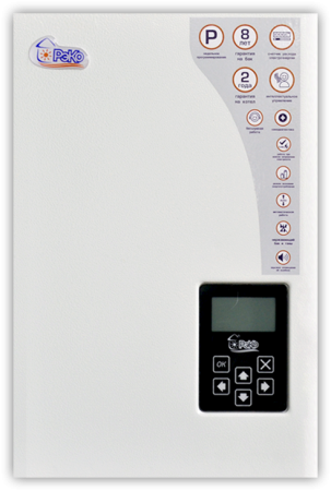 Котел электрический РЭКО 15П, 15 кВт, 380В, (150 кв. м2) одноконтурный, настенный, ЖК дисплей, для контура отопления