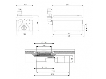 Насосная канализационная установка (Сололифт) SFA SANIDOUCHE Flat