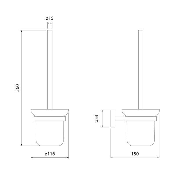 Ершик IDDIS Sena настенный, цвет хром/матовое стекло, сплав металлов/стекло, стальной, округлый для туалета/унитаза