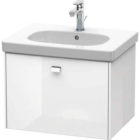 Тумба под раковину Duravit Brioso, 62х46,9х45,2 см, подвесная, 1 выдвижной ящик, ДСП, цвет: белый глянец/хром, шкафчик навесной, механизм доводчика, прямоугольная, правая/левая, в ванную комнату
