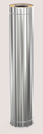 Сэндвич труба DN115/200, L1000 н/з Теплодар Профи, для дымохода, из нержавейки (внутренняя: 0.8 мм AISI 439, наружная ЗЕРКАЛЬНАЯ 0.5 мм AISI 430)