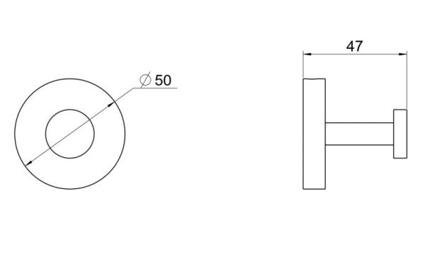 Крючок одинарный Aquatek Бетта настенный, нержавеющая сталь/латунь, форма округлая, для полотенец/халатов в ванную/туалет/душевую кабину, цвет оружейная сталь
