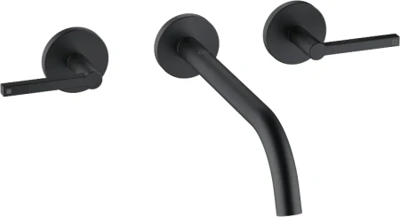 Смеситель для раковины/умывальника KLUDI NOVA FONTE Puristic настенный, двухвентильный, неповоротный, длина излива 240 мм, латунь, цвет черный матовый
