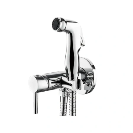 Смеситель с гигиеническим душем Accoona, встраиваемый, однорычажный, керамический, без излива, с гибким шлангом/лейкой, латунь, цвет хром