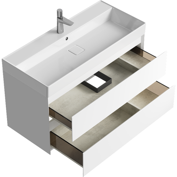 Тумба под умывальник AQWELLA Geometria 100 см белый, 2 ящика