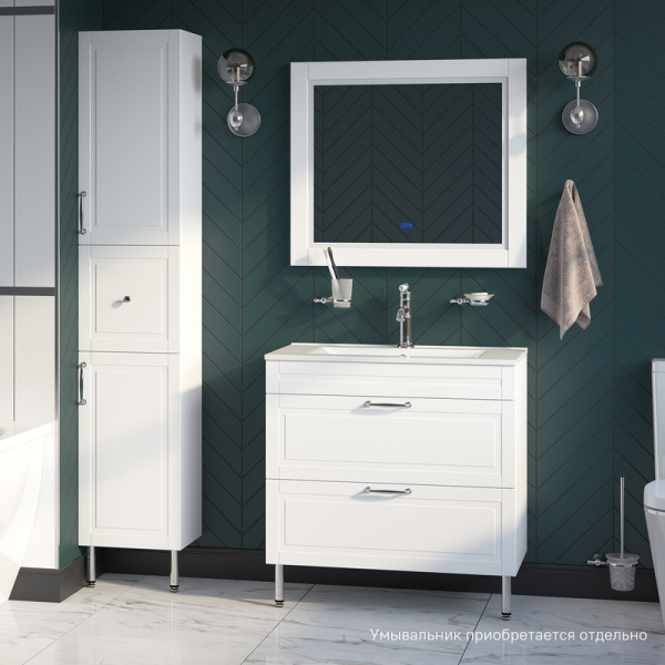 Тумба под раковину IDDIS Oxford, 800х465х810 мм, напольная, 2 выдвижных ящика, МДФ, шкафчик напольный, система плавного закрывания, прямоугольная, правая/левая, правосторонняя/левосторонняя/универсальная, в ванную комнату