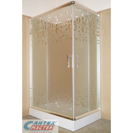 Душевой уголок Parly L 120х80х195 см, с низким поддоном, прямоугольный, левый, матовое стекло с узором, без крыши, раздвижной, акриловый, стеклянный, пластиковый, хромированный профиль, без антискольжения, комплект, для душа, ванной, квартиры, дома