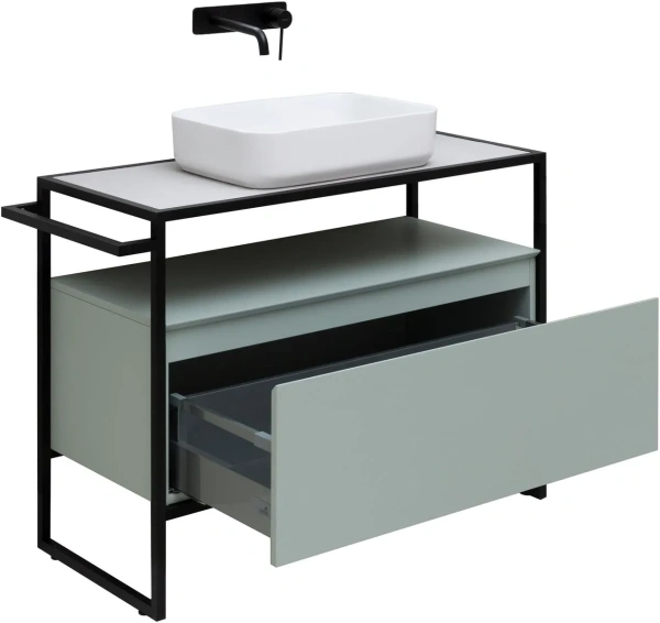 Тумба под раковину Allen Brau Priority 100, напольная, 1000х450х750 мм 1 выдвижной ящик, цвет папирус матовый, прямоугольная, в ванную комнату, стиль лофт