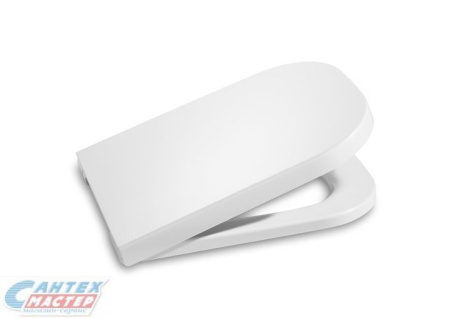 Сиденье для унитаза Roca Gap Clean Rim прямоугольное, с микролифтом, дюропласт, белая крышка, размер 35,5x42,7 петли хром, сидушка, стульчак 801732004 (Рока)