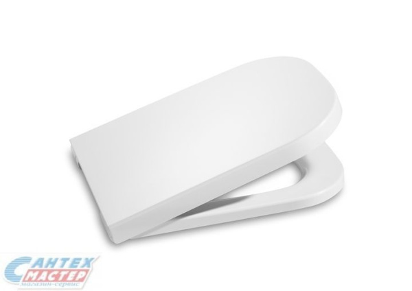 Сиденье для унитаза Roca Gap Clean Rim прямоугольное, с микролифтом, дюропласт, белая крышка, размер 35,5x42,7 петли хром, сидушка, стульчак 801732004 (Рока)