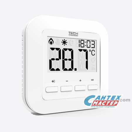 Терморегулятор STOUT TECH ST-295v2 двухпозиционный (белый), комнатный, для систем электрического теплого пола, термостат электронный, программируемый, с жк дисплеем, аналоговый, температуры, с таймером, для инфракрасного, кабельного теплого пола