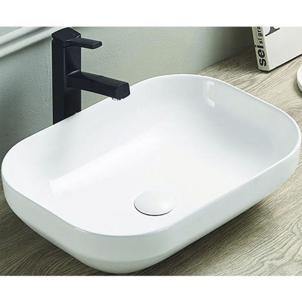 Раковина для ванной CeramaLux 78589 50,5х14,5х35,5 накладная, прямоугольная, керамическая/фарфоровая, цвет белый, без отверстия под смеситель, без слива-перелива