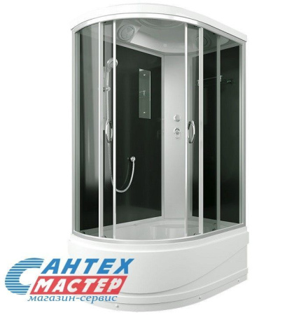 Душевая кабина 80х120х215 см Comfort Erlit (правая) поддон высокий, асимметричная, угловая, с сиденьем, заднее стекло черное, двери тонированные, с верхним душем, без гидромассажа, смеситель, профиль хром матовый, прозрачное стекло