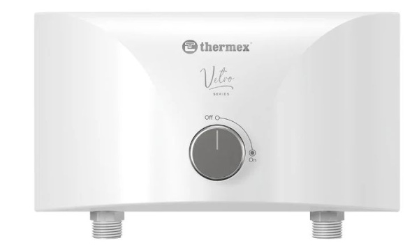 Водонагреватель проточный Thermex Vetro 3500 combi (кран/душ лейка) электрический, вертикальный, 3.5 квт, 154х112х248 мм, 230 В (цвет белый) с нижней подводкой