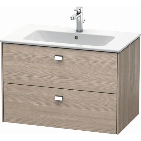 Тумба под раковину Duravit Brioso, 102х47,9x55,3 см, подвесная, 2 выдвижных ящика, ДСП, цвет: сосна серебристая/хром, шкафчик навесной, механизм доводчика, прямоугольная, правая/левая, в ванную комнату