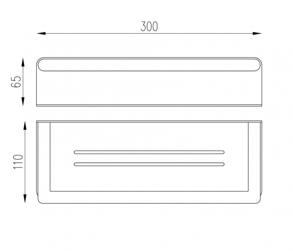 Полка ABBER Osten 316 одинарная, 300 мм настенная, нержавеющая сталь, прямоугольная, в ванную/туалет/душевую кабину, цвет сталь брашированная AA1862BST