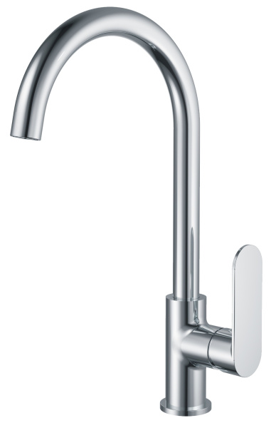 Смеситель для кухни/мойки HAIBA однозахватный, поворотный, латунный, с длинным изливом, длина 209 мм, латунь, цвет хром