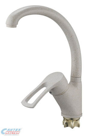 Смеситель для кухни/мойки G-lauf однорычажный, поворотный, керамический, с высоким изливом, длина 210 мм, латунь, цвет песочный, кухонный, вертикальный, однорукий, одноручный, однозахватный, одноручковые, кран, комплект, сантехника, водопроводные