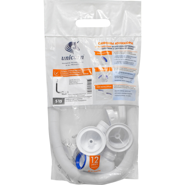 Обвязка Unicorn S15 для ванны без гофры чашка нерж. сталь