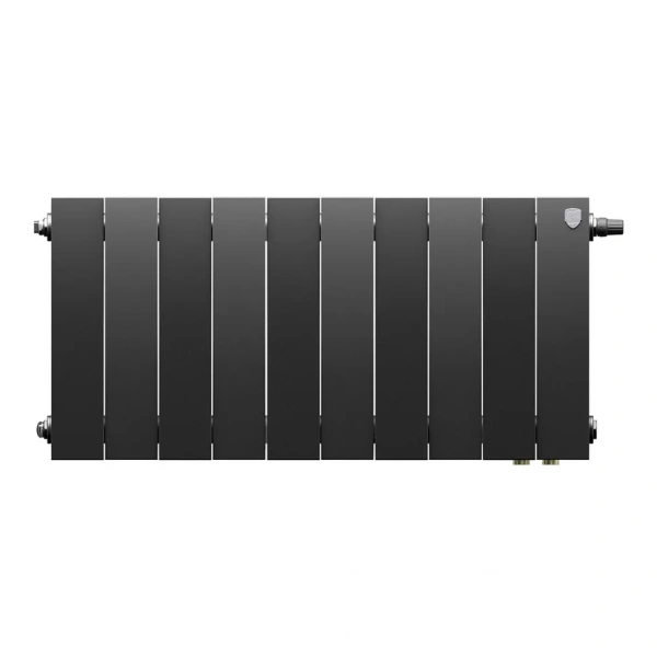 Радиатор отопления Royal Thermo PianoForte 300 Noir Sable VDR80 (10 секций) биметаллический, нижнее, правое подключение, для квартиры, дома, водяные, мощность 1230 Вт, настенный, батарея, черный
