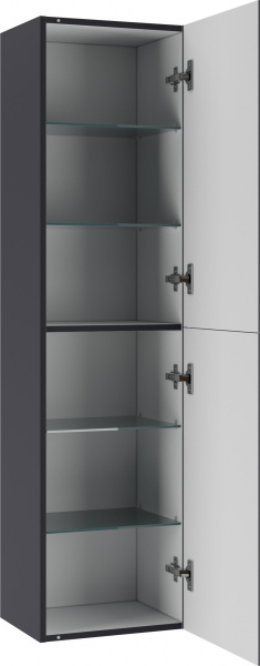 Пенал Домино Graffo 40, 400х321х1531 мм, подвесной, цвет: графит матовый, 2 распашные дверцы, шкаф/шкафчик подвесной, прямоугольный