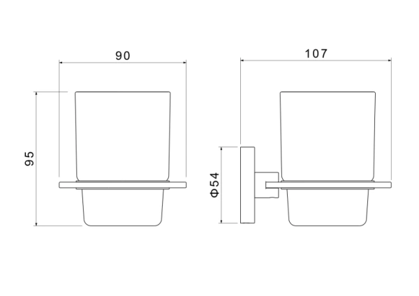 Стакан с держателем Aquatek Оберон настенный, латунь/стекло/нержавеющая сталь, округлый, для душа/ванны/зубных щеток, в ванную комнату, цвет шлифованное золото