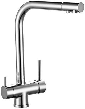 Смеситель для кухни/мойки Rossinka, с подключением к фильтру с питьевой водой, однорычажный, керамический картридж, поворотный, высокий излив, длина излива 246 мм, латунь, цвет хром