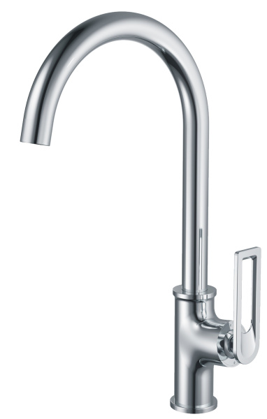 Смеситель для кухни/мойки HAIBA однозахватный, поворотный, латунный, с длинным изливом, длина 209 мм, латунь, цвет хром