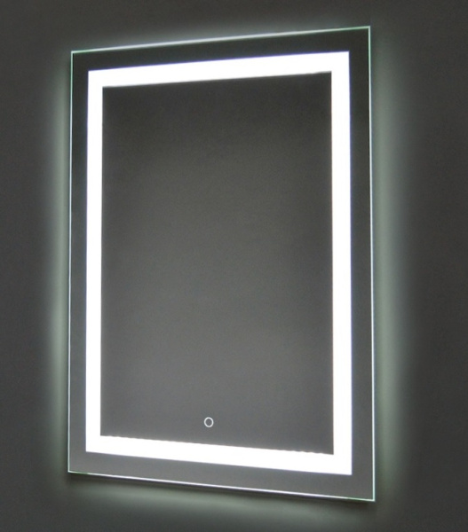 Зеркало Azario Рига, 60х80 см, с LED/ЛЕД-подсветкой, с диммером, с подогревом, часы, радио, bluetooth, термометр, прямоугольное, выключатель сенсорный, для ванны, навесное/подвесное/настенное