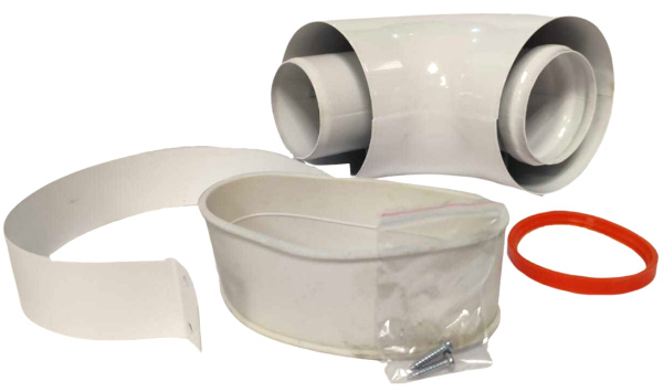 Отвод дымохода коаксиальный Okseler D60/100 промежуточный 90°, раструбный, п/п для дымохода