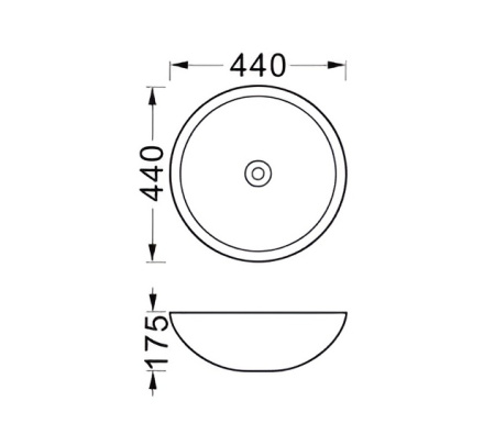 Раковина/умывальник Aquatek, 44х44 см, накладная, круглая, санфарфор, цвет серый матовый, без отверстия под смеситель, слив-перелив, умывальник