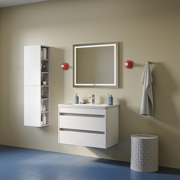 Тумба c раковиной IDDIS Zodiac X, 784х441х542 мм, подвесная, 2 выдвижных ящика, ЛДСП/раковина накладная, прямоугольная, цвет белый, санфарфор, отверстие под смеситель ZDX80W0i95K