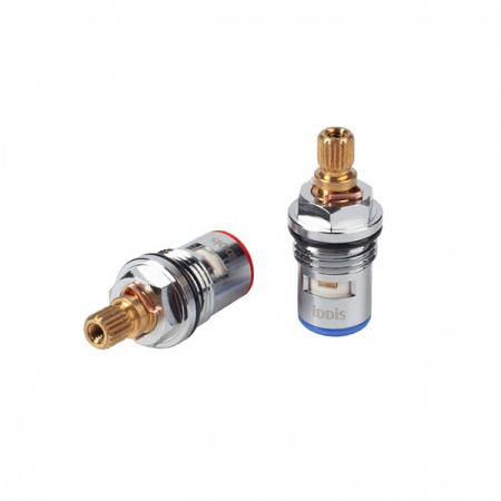 Кран-буксы IDDIS Optima Home разнонаправленные, керамика, угол поворота 90°, 20 зубцов, M18x1,5, h=44 мм, 2 шт латунь 998CR440SM-S