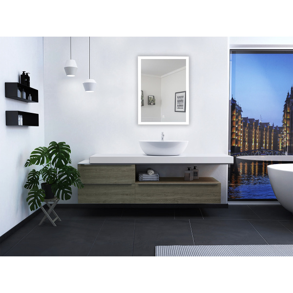 Зеркало Azario Havana, 60х80 см, с LED/ЛЕД-подсветкой, с диммером, прямоугольное, выключатель сенсорный, для ванны, навесное/подвесное/настенное
