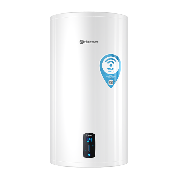 Водонагреватель 80 л Thermex Lima 80 V Wi-Fi электрический, настенный, вертикальный, накопительный тип, 2 квт, 796х419х410 мм, 230 в, (цвет белый, круглый), с нижней подводкой